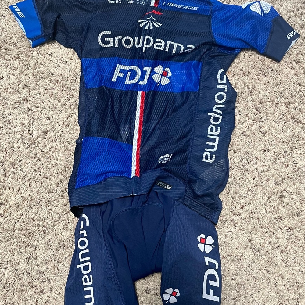 Groupama rider issue  Cycling jersey and bib - Blue/ black